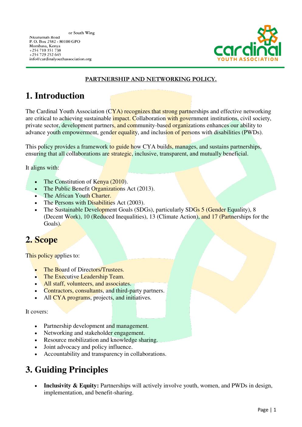 Partnership & Networking Policy — page 1
