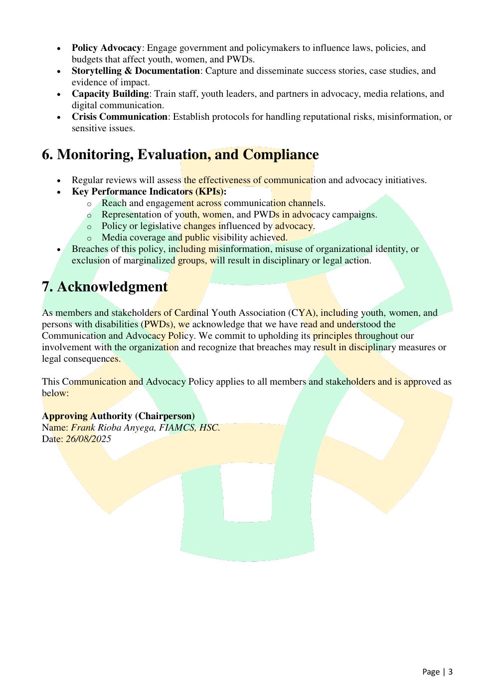 Communication & Advocacy Policy — page 3