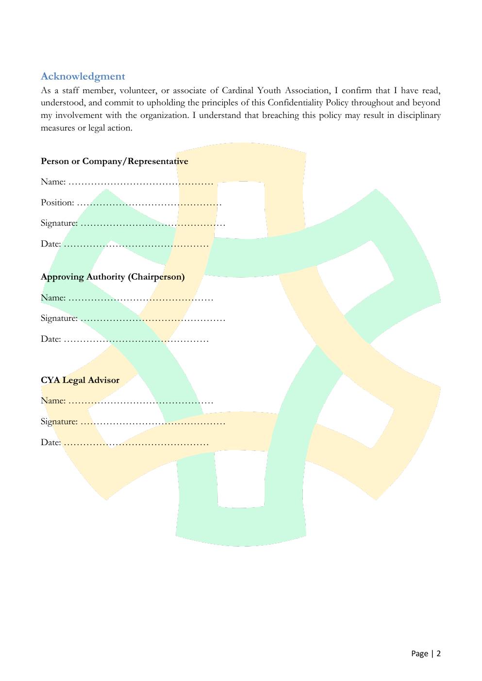 Confidentiality Policy — page 2